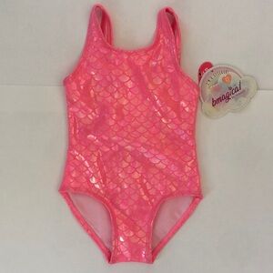 NWT Pink One Piece Swimsuit with Shimmering Mermaid Scale Design Size 2T